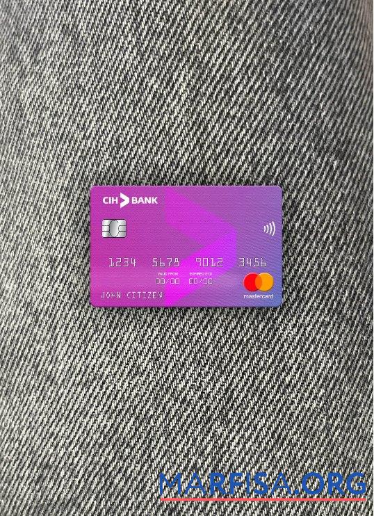 Downloadable Morocco CIH bank mastercard photolook front template